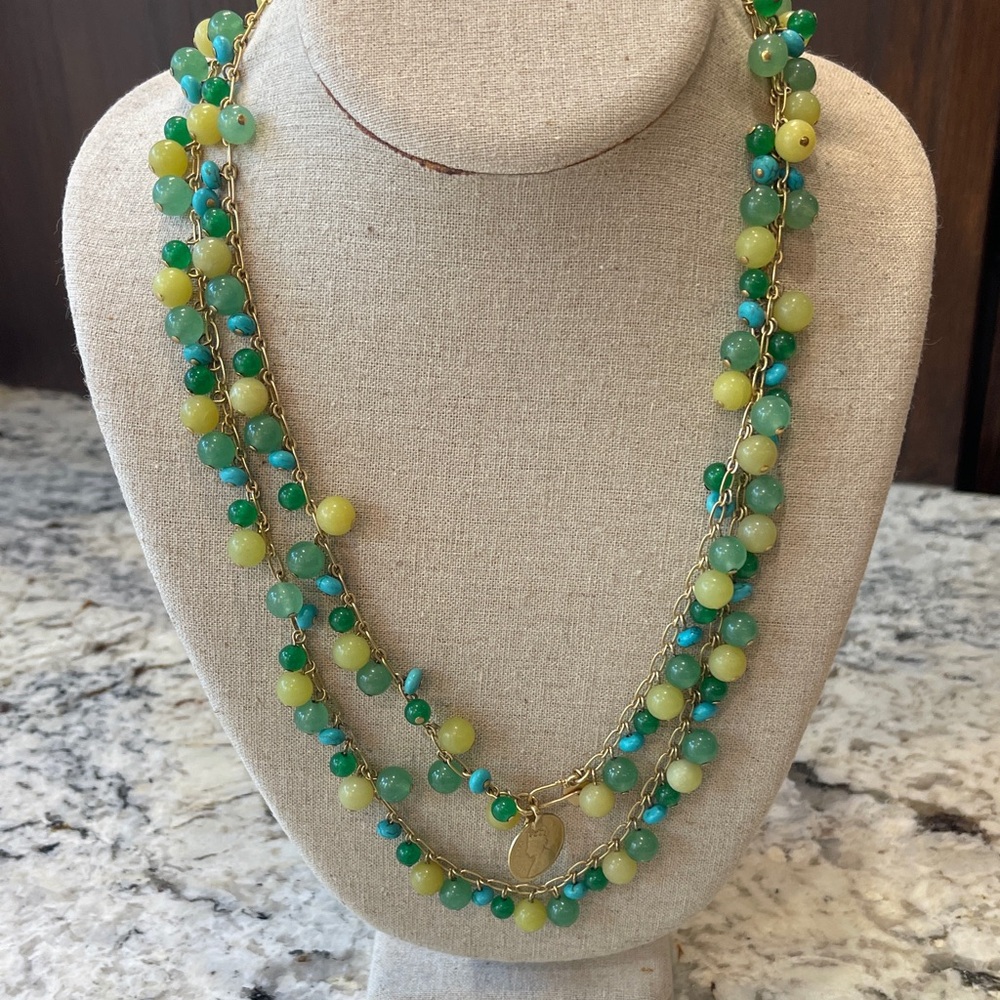 Stella & Dot stone Green turquoise Beaded Necklace
